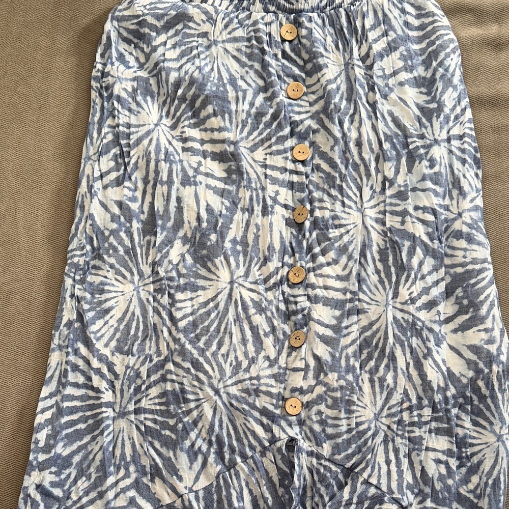 Alyx Blue and White Patterned A-Line Skirt